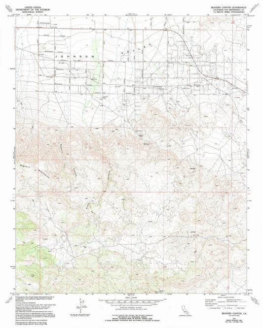1972 Bighorn Canyon, CA - California - USGS Topographic Map