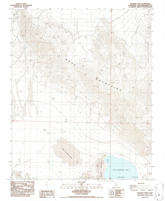 1986 Cronese Lakes, CA - California - USGS Topographic Map