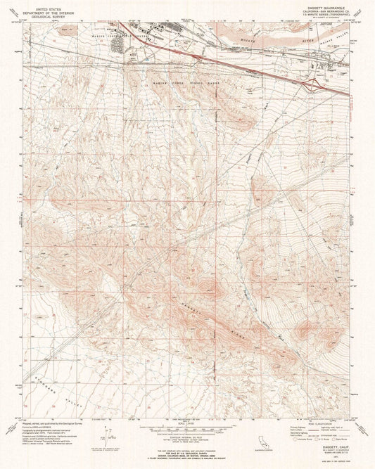 1971 Daggett, CA - California - USGS Topographic Map