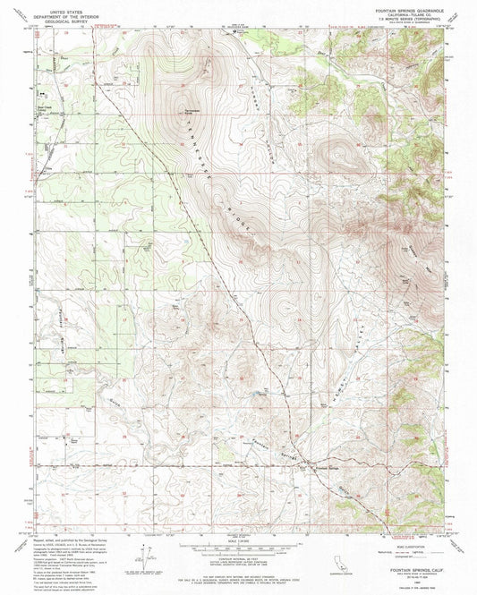 1965 Fountain Springs, CA - California - USGS Topographic Map
