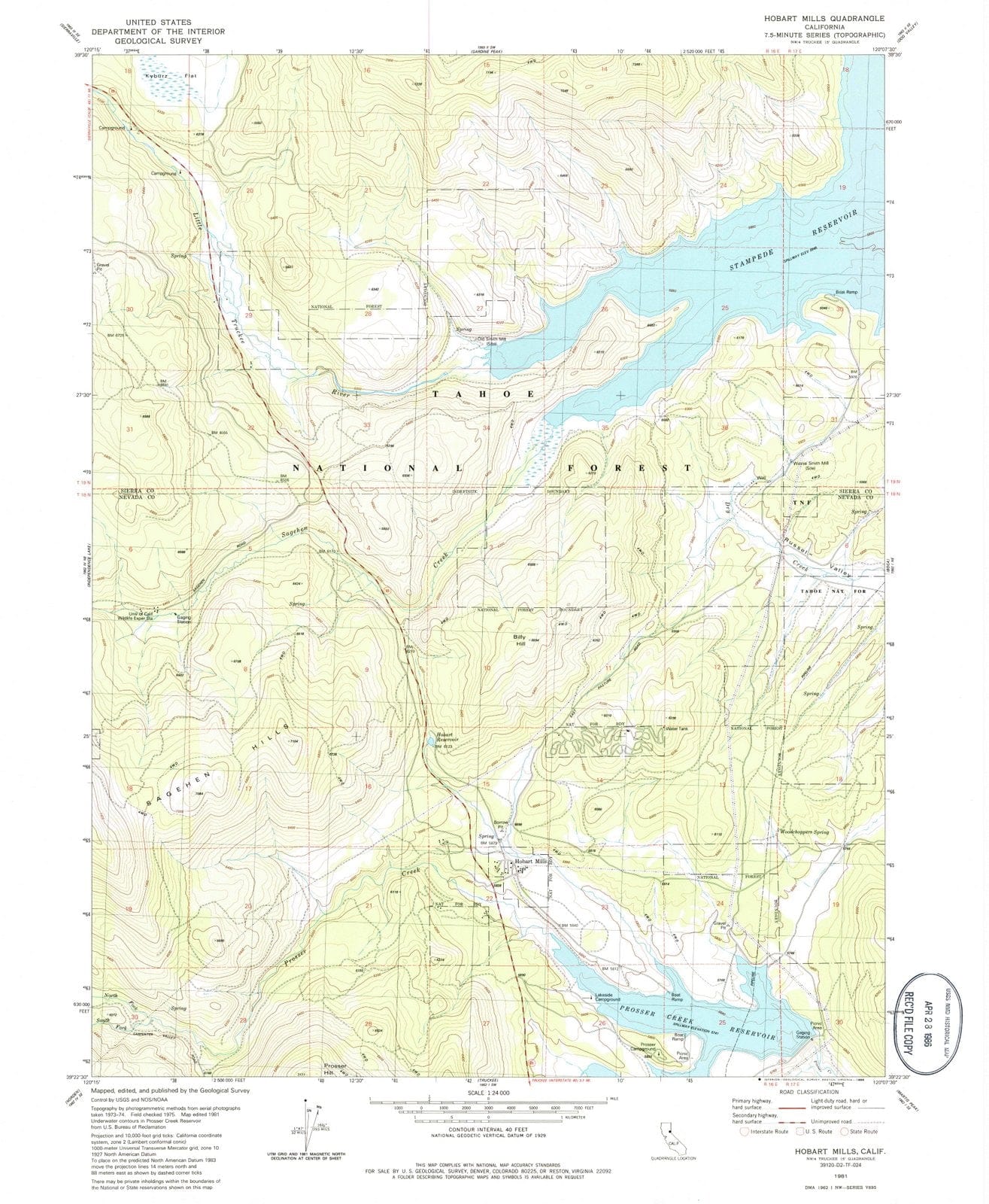 1981 Hobart Mills, CA - California - USGS Topographic Map