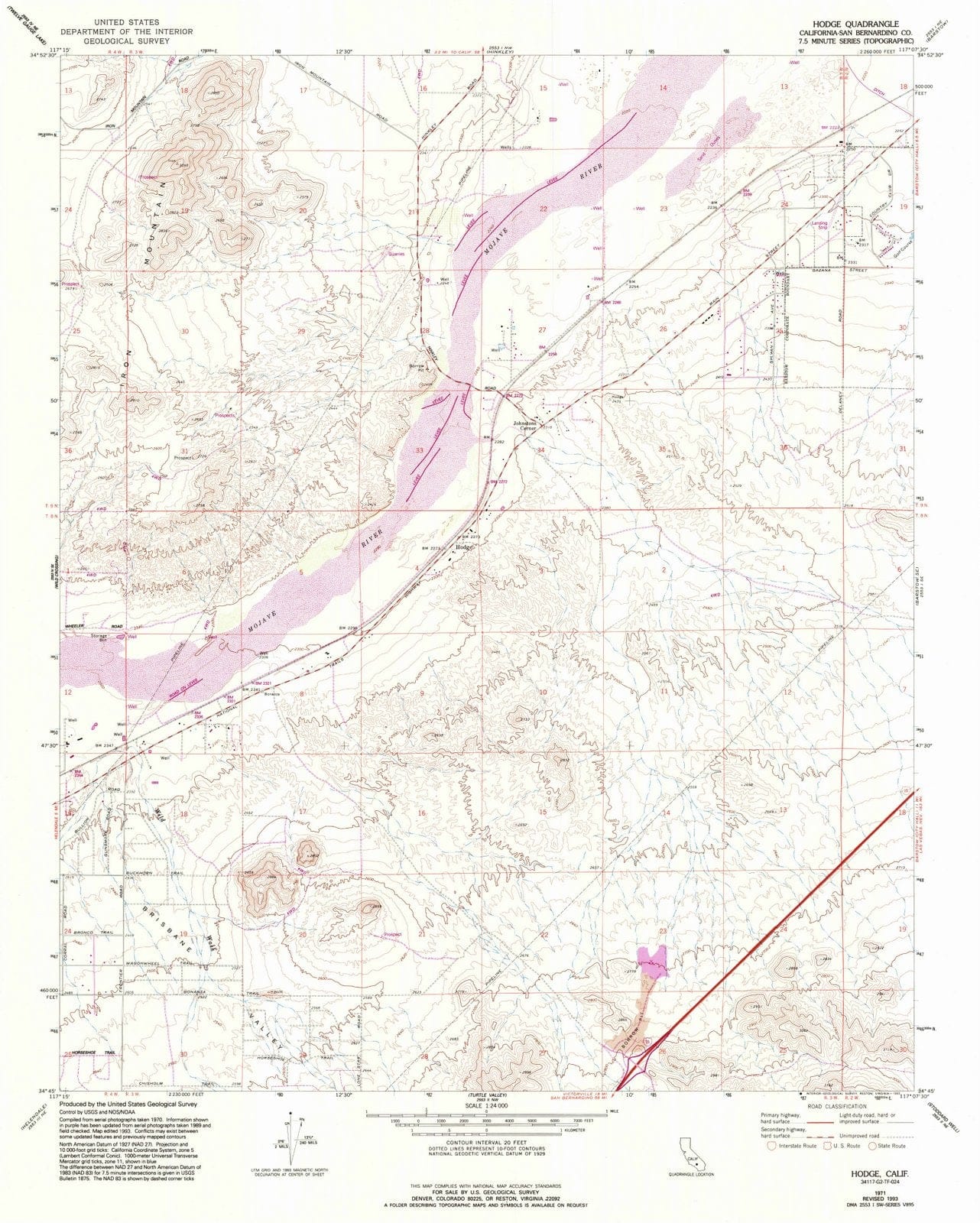 1971 Hodge, CA - California - USGS Topographic Map