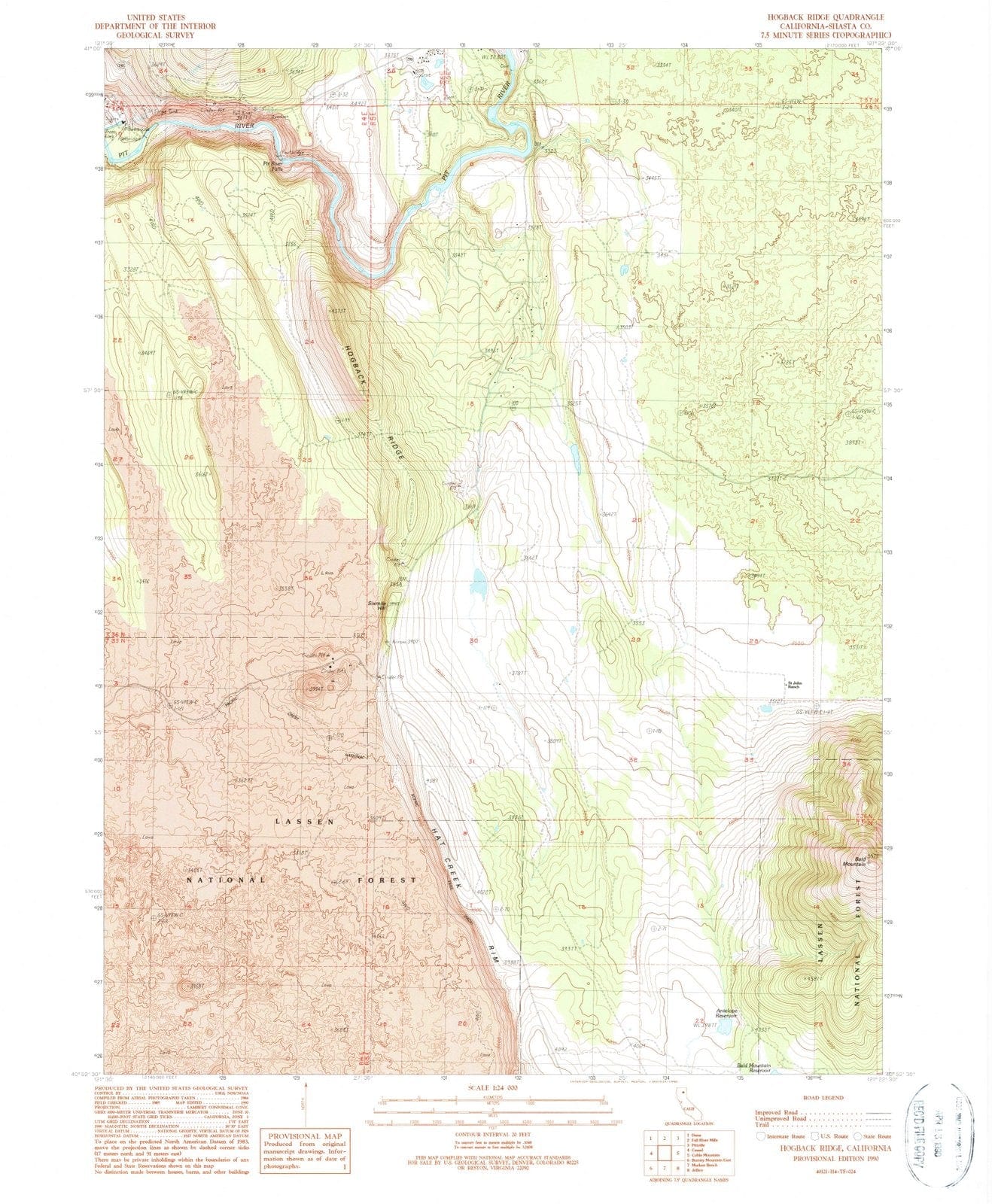 1990 Hogback Ridge, CA - California - USGS Topographic Map