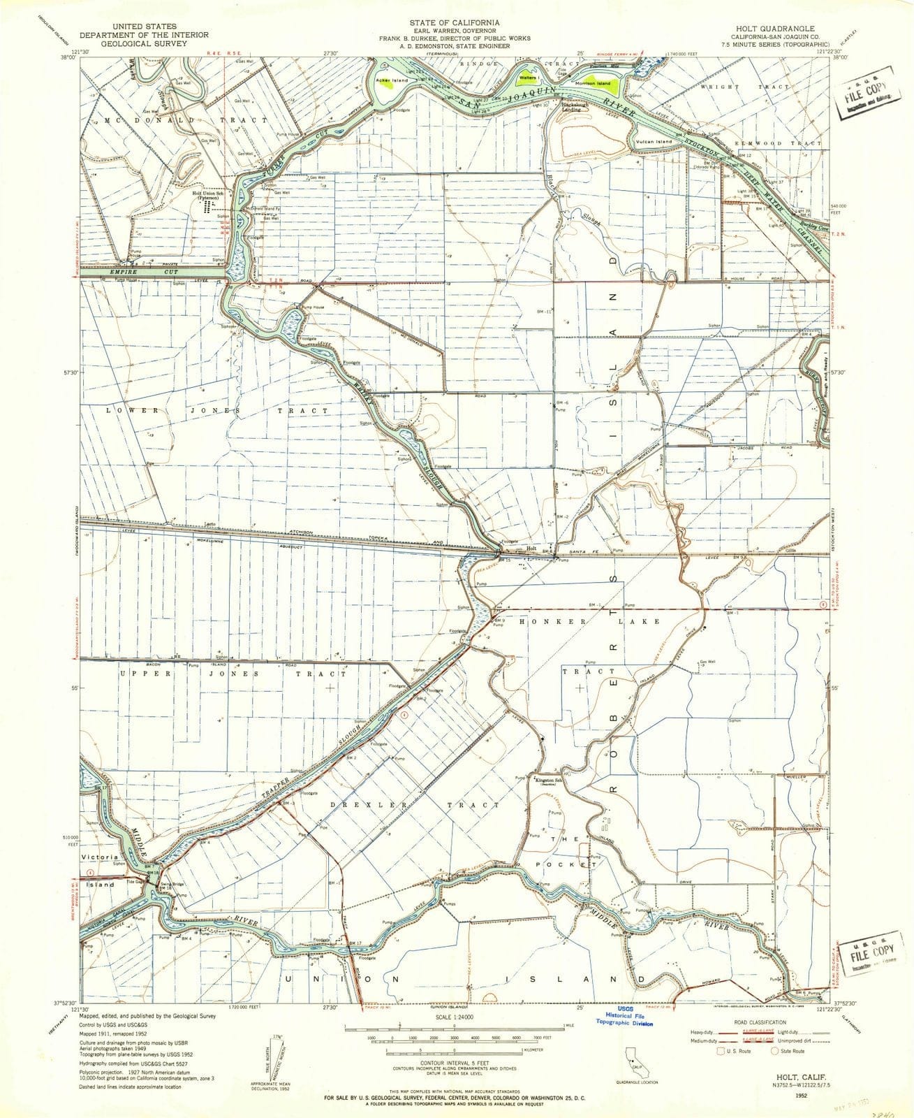 1952 Holt, CA - California - USGS Topographic Map