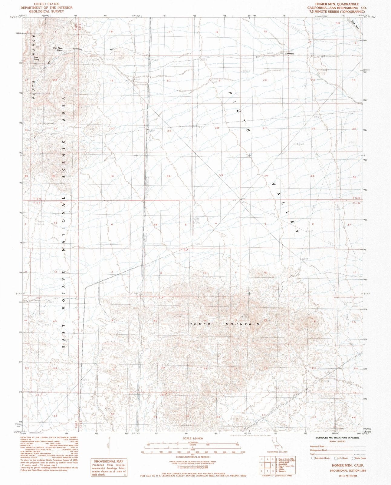 1984 Homer MTN, CA - California - USGS Topographic Map