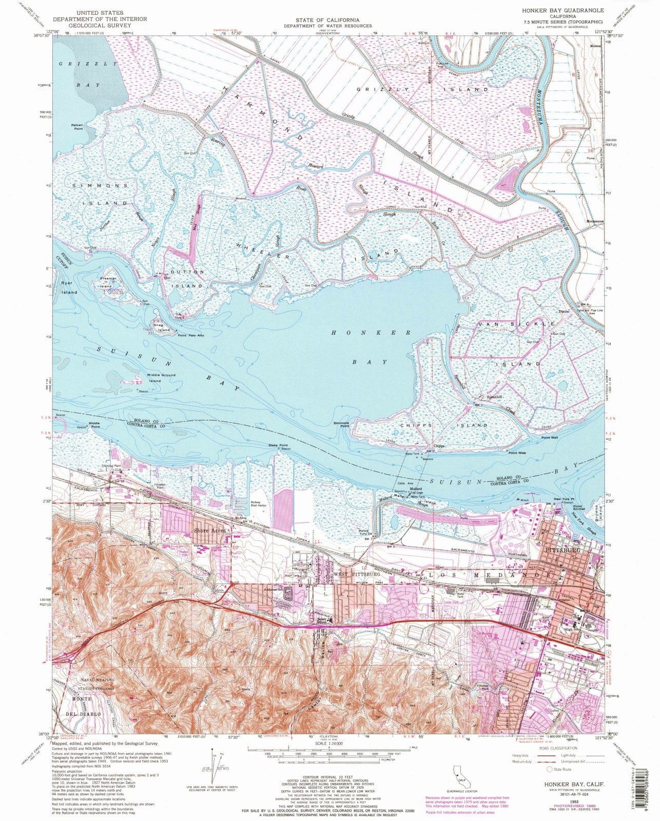 1953 Honker Bay, CA - California - USGS Topographic Map