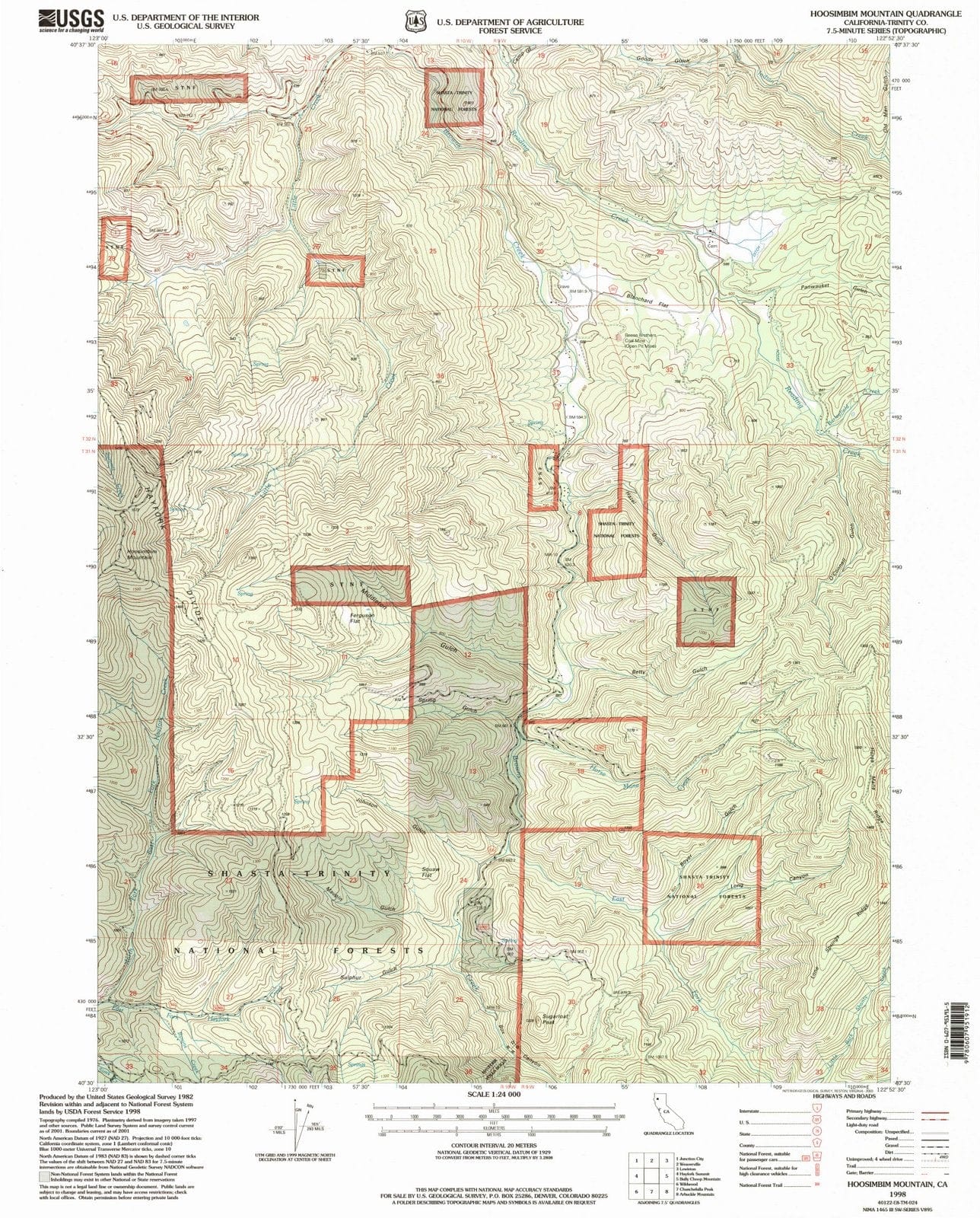 1998 Hoosimbim Mountain, CA - California - USGS Topographic Map