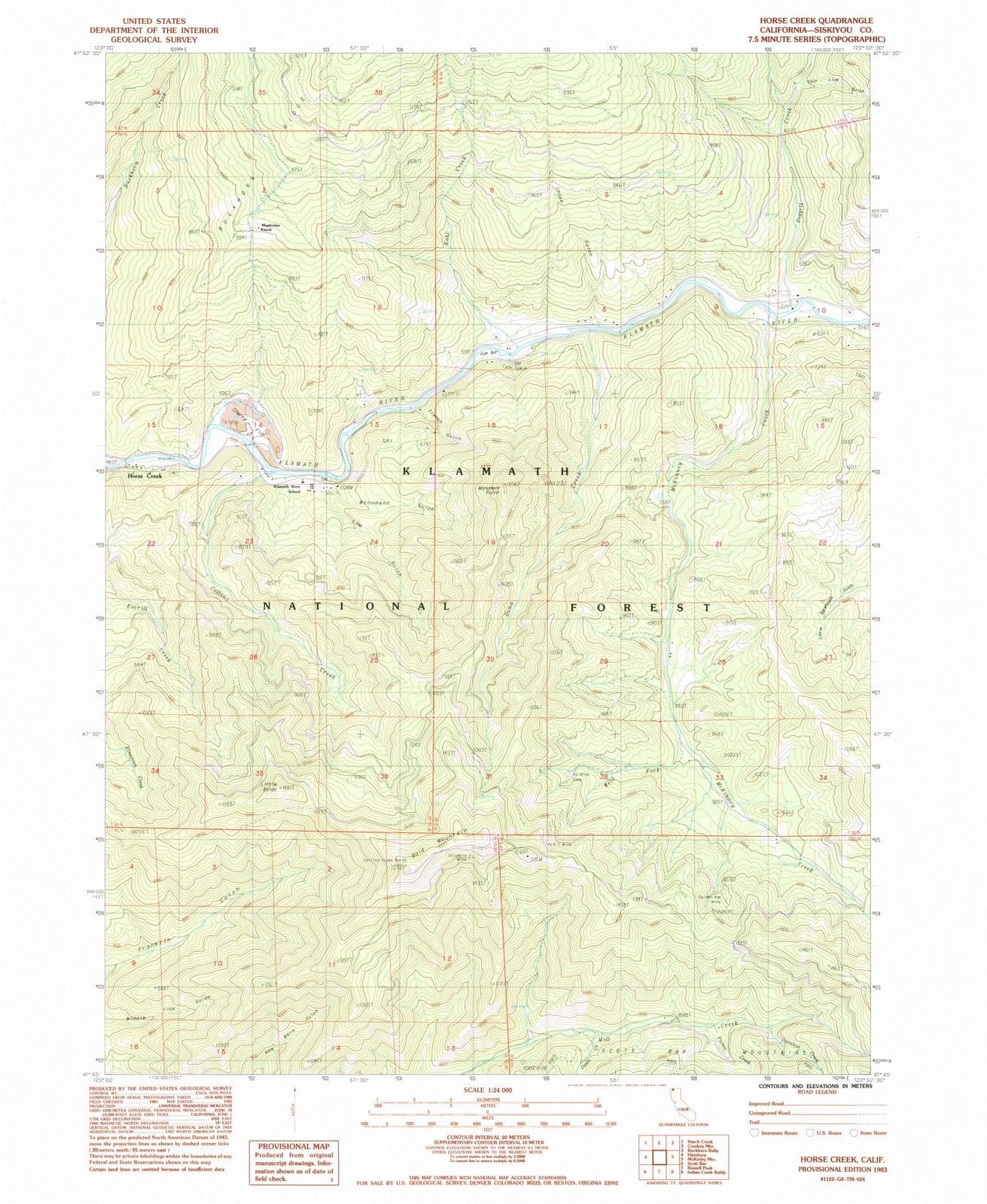 1983 Horse Creek, CA - California - USGS Topographic Map