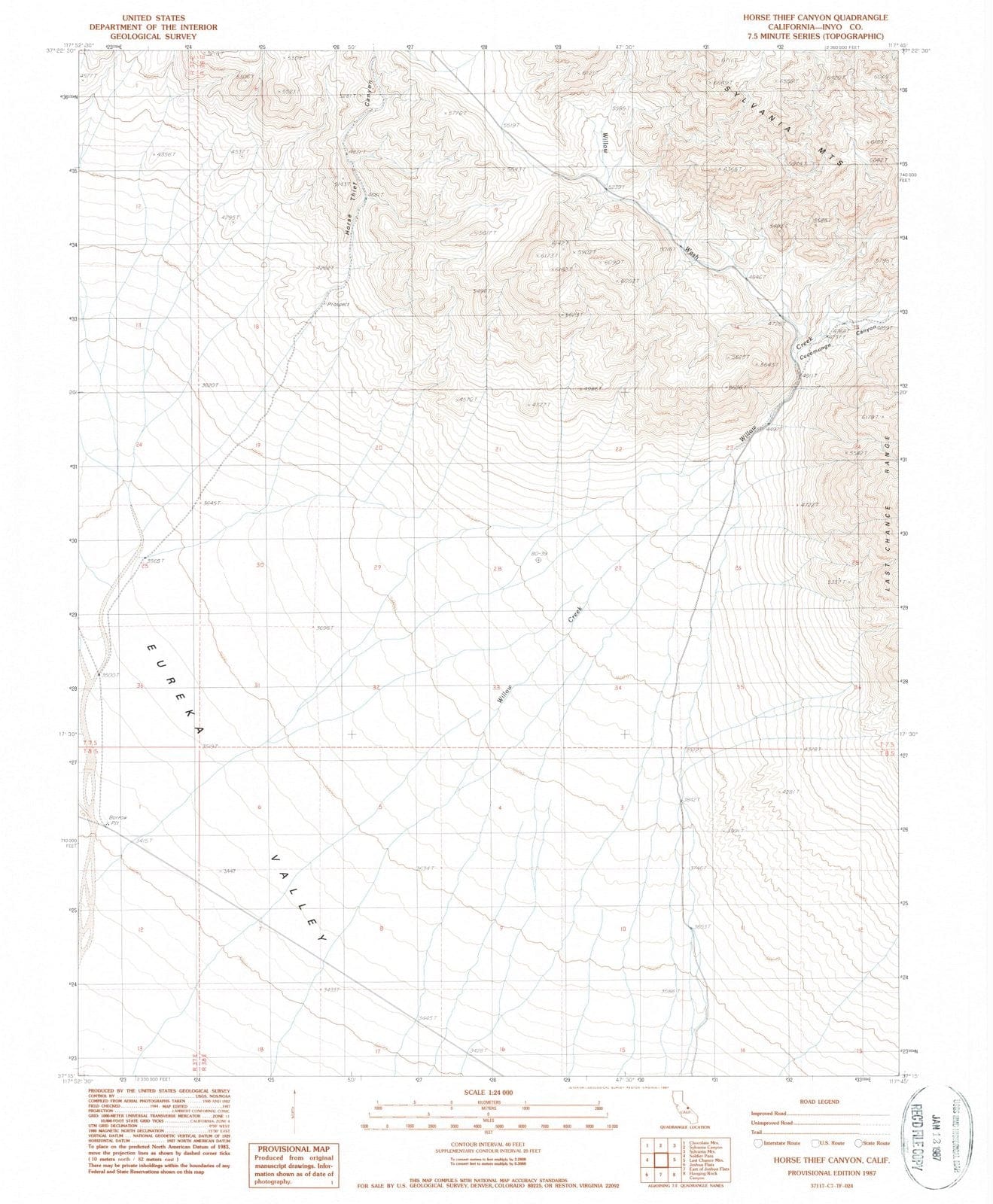 1987 Horse Thief Canyon, CA - California - USGS Topographic Map