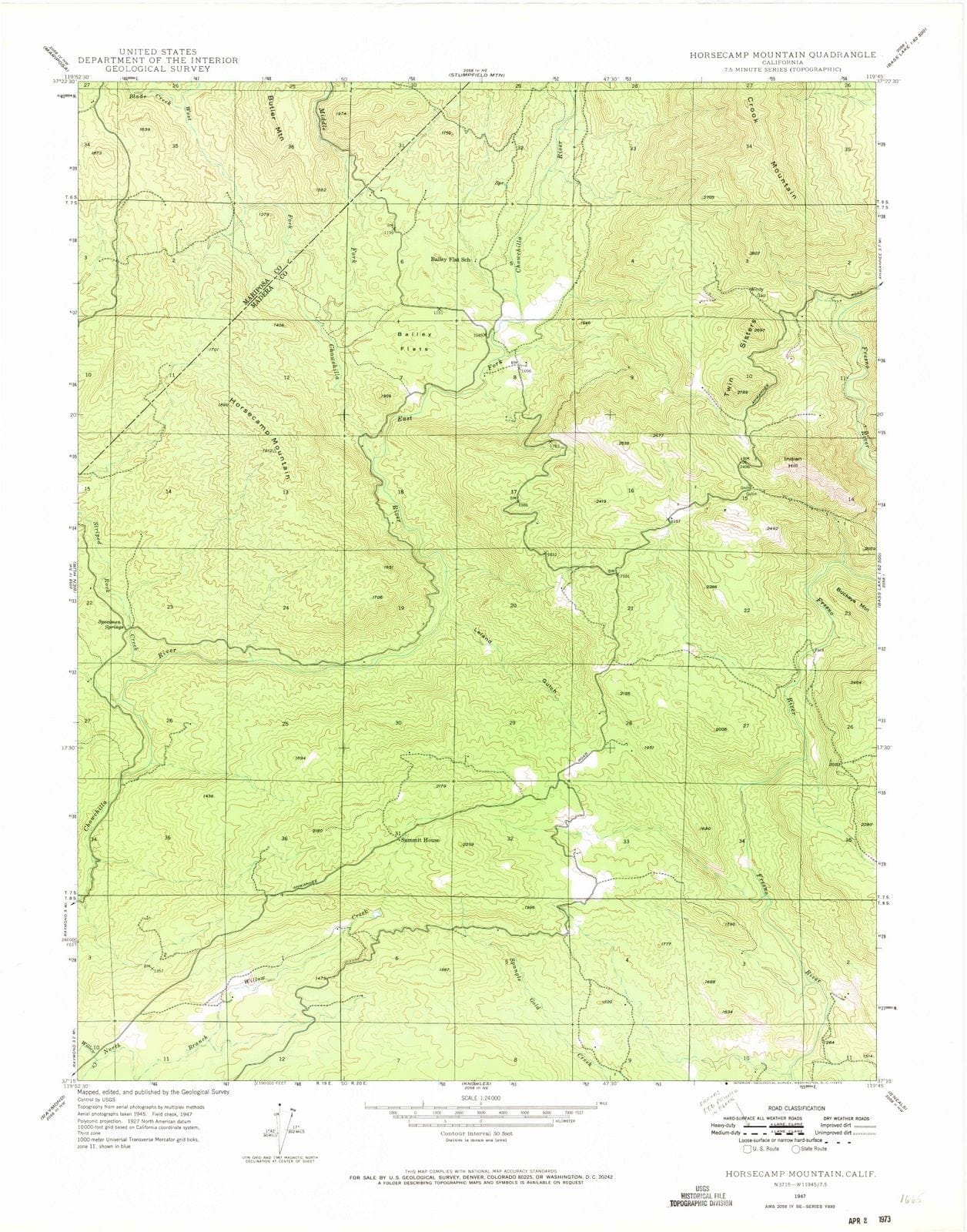 1947 Horsecamp Mountain, CA - California - USGS Topographic Map