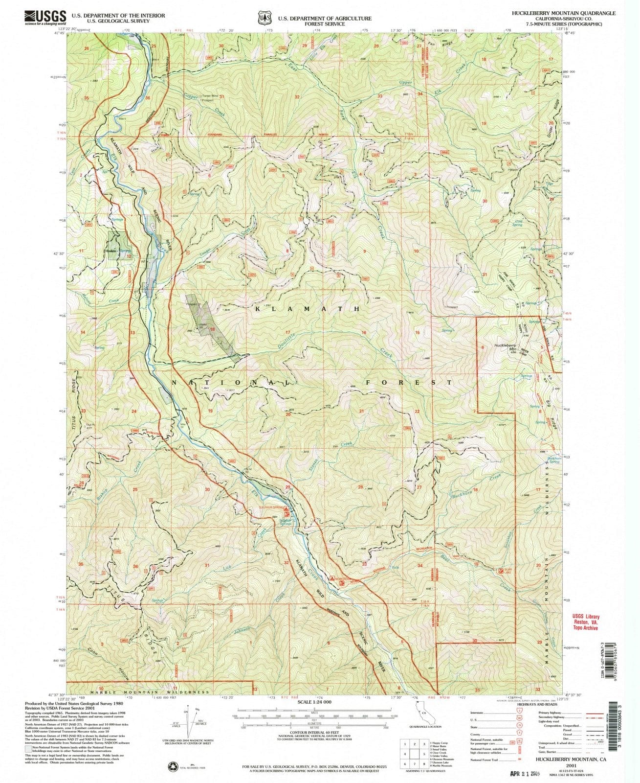 2001 Huckleberry Mountain, CA - California - USGS Topographic Map