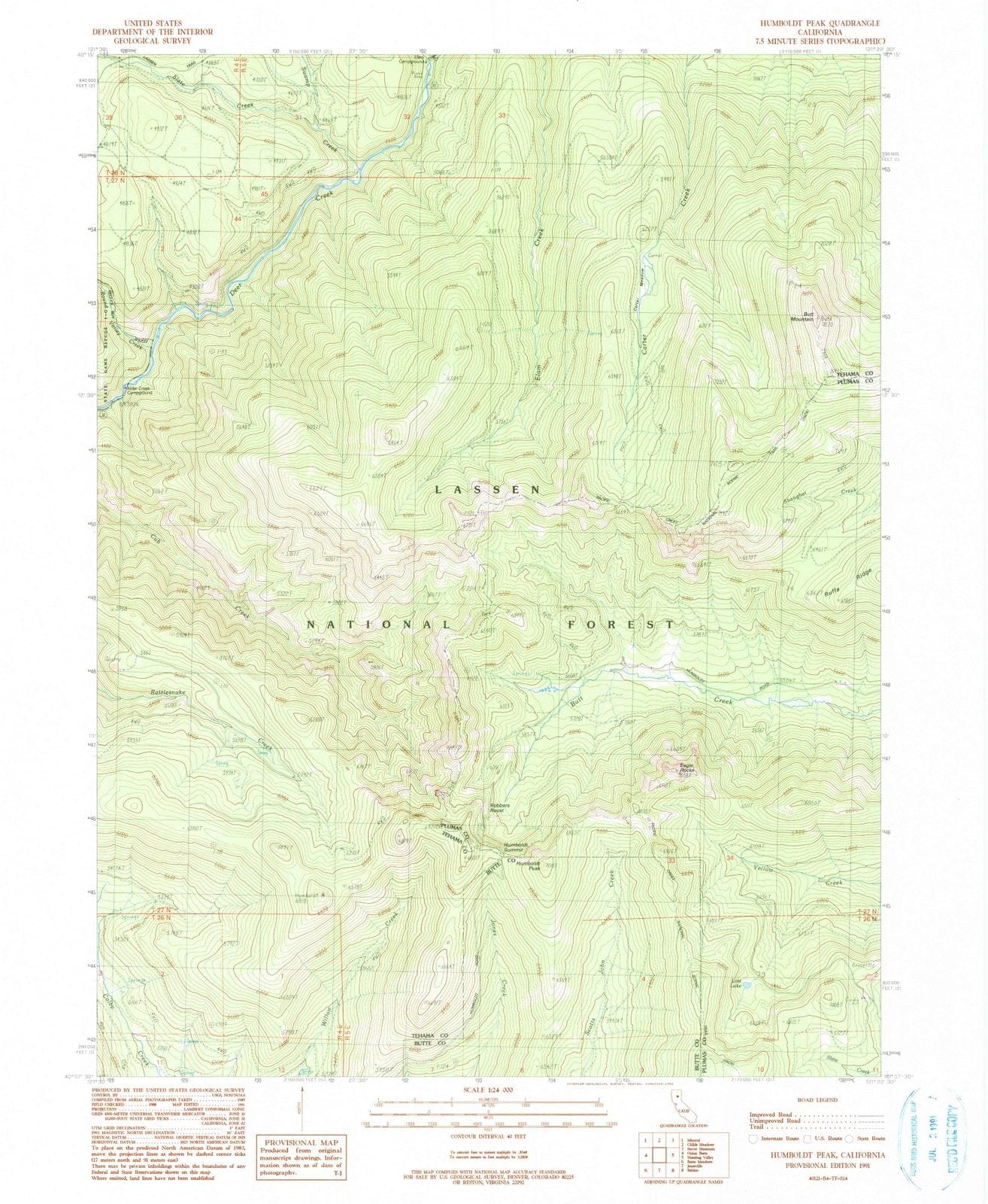 1991 Humboldt Peak, CA - California - USGS Topographic Map