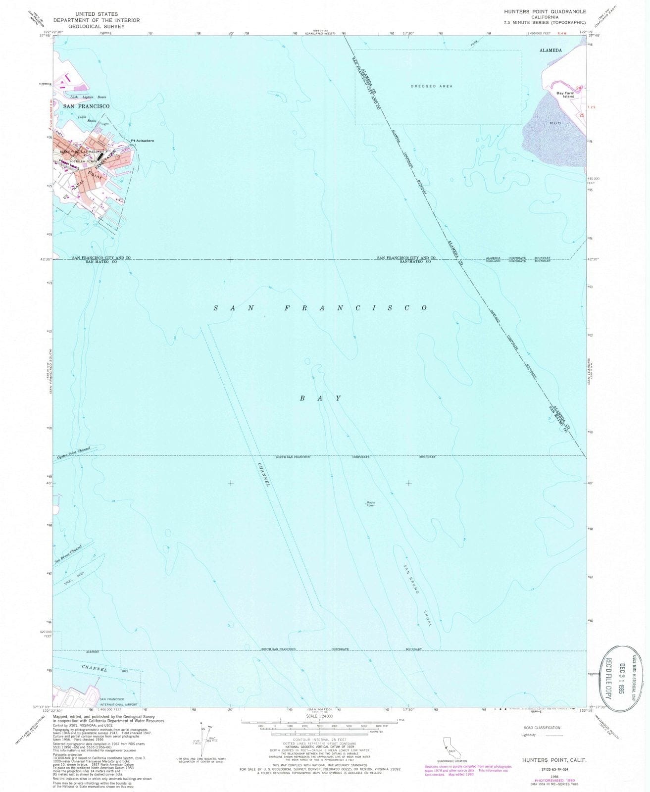 1956 Hunters Point, CA - California - USGS Topographic Map