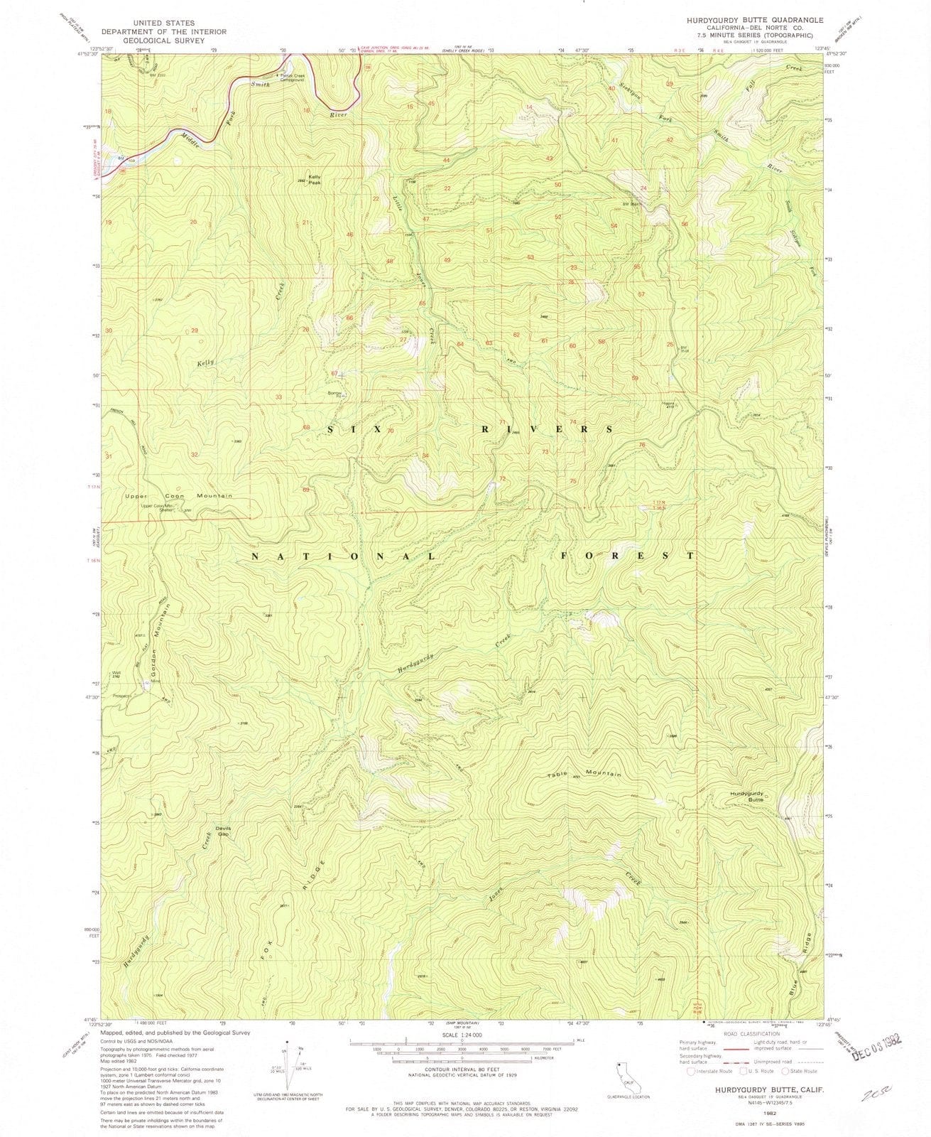 1982 Hurdygurdy Butte, CA - California - USGS Topographic Map