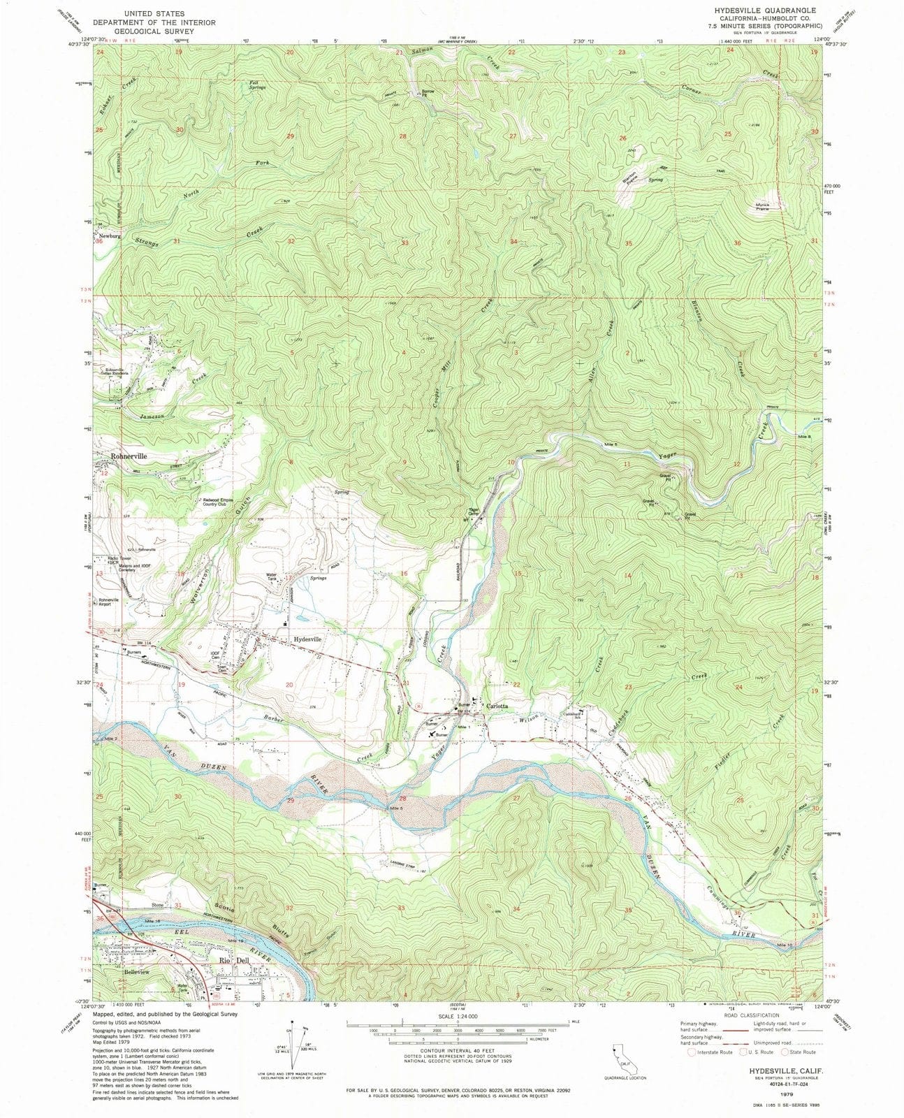 1979 Hydesville, CA - California - USGS Topographic Map