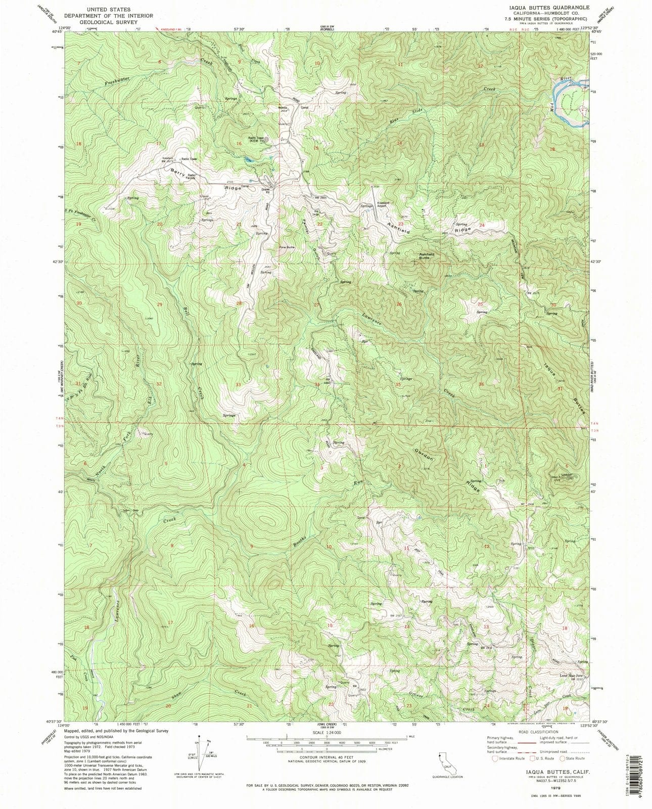 1979 Iaqua Buttes, CA - California - USGS Topographic Map