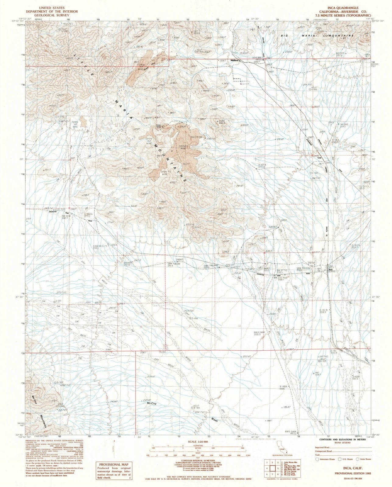 1983 Inca, CA - California - USGS Topographic Map
