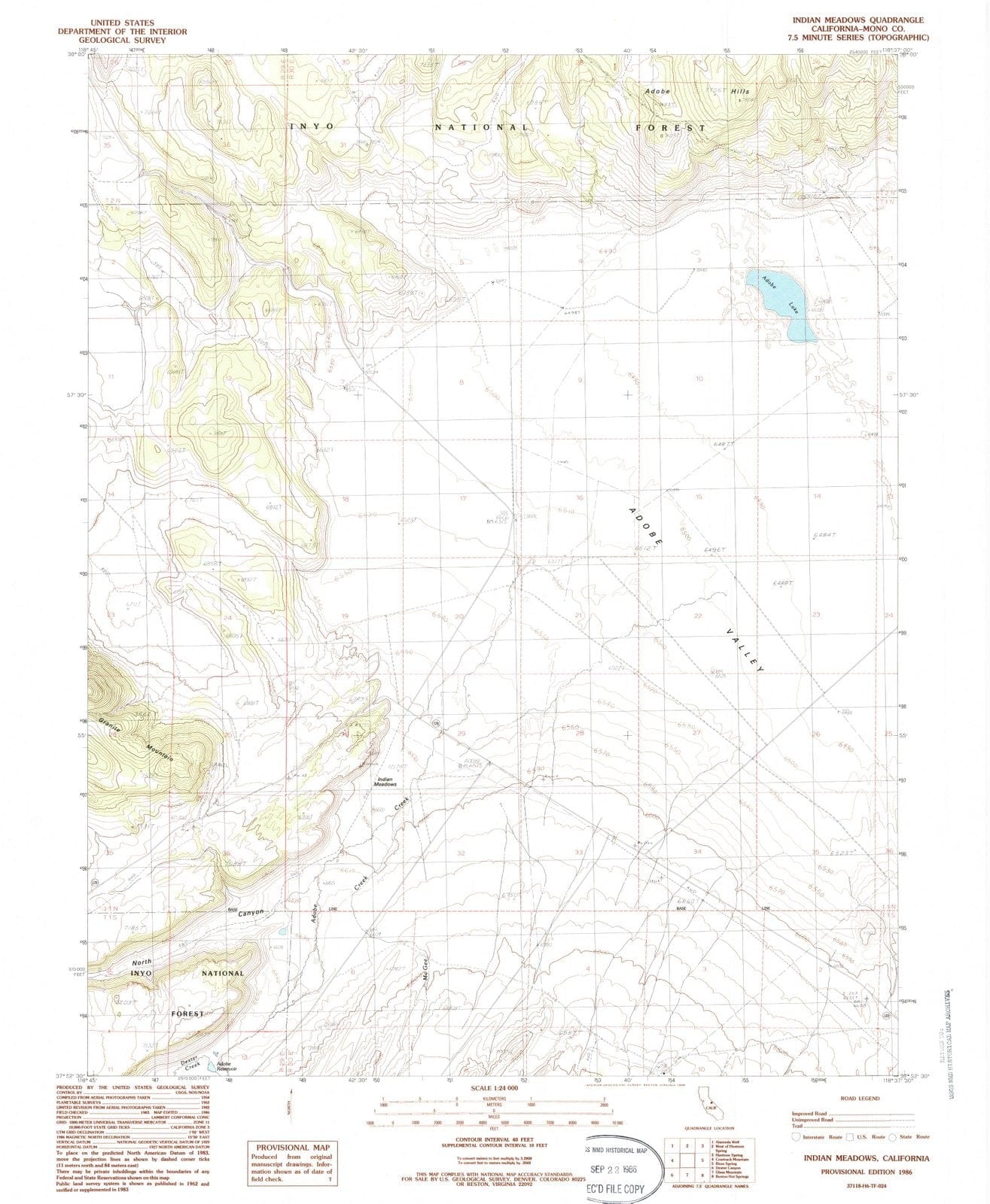 1986 Indian Meadows, CA - California - USGS Topographic Map