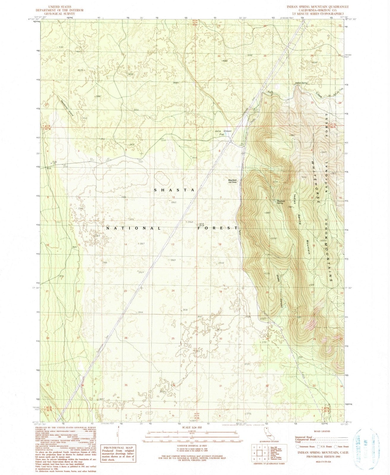 1990 Indian Spring Mountain, CA - California - USGS Topographic Map