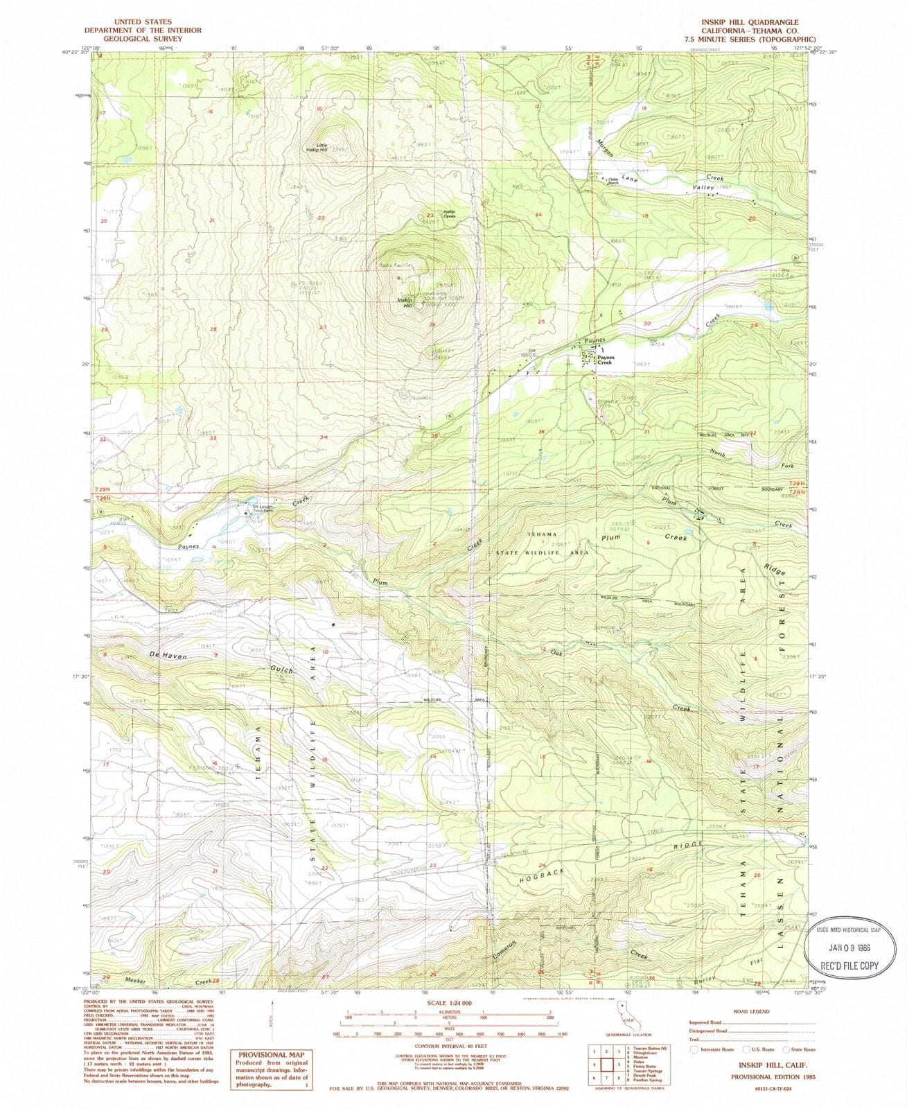 1985 Inskip Hill, CA - California - USGS Topographic Map