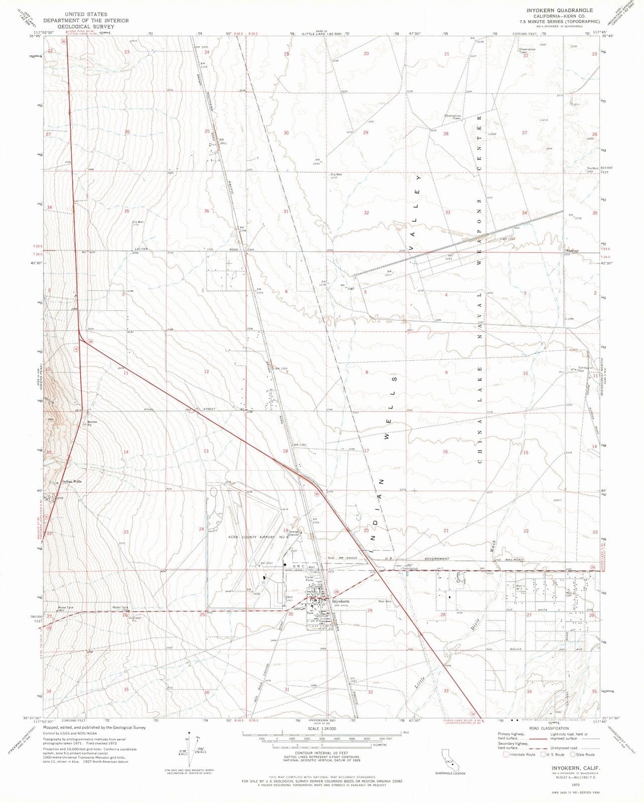 1972 Inyokern, CA - California - USGS Topographic Map v2