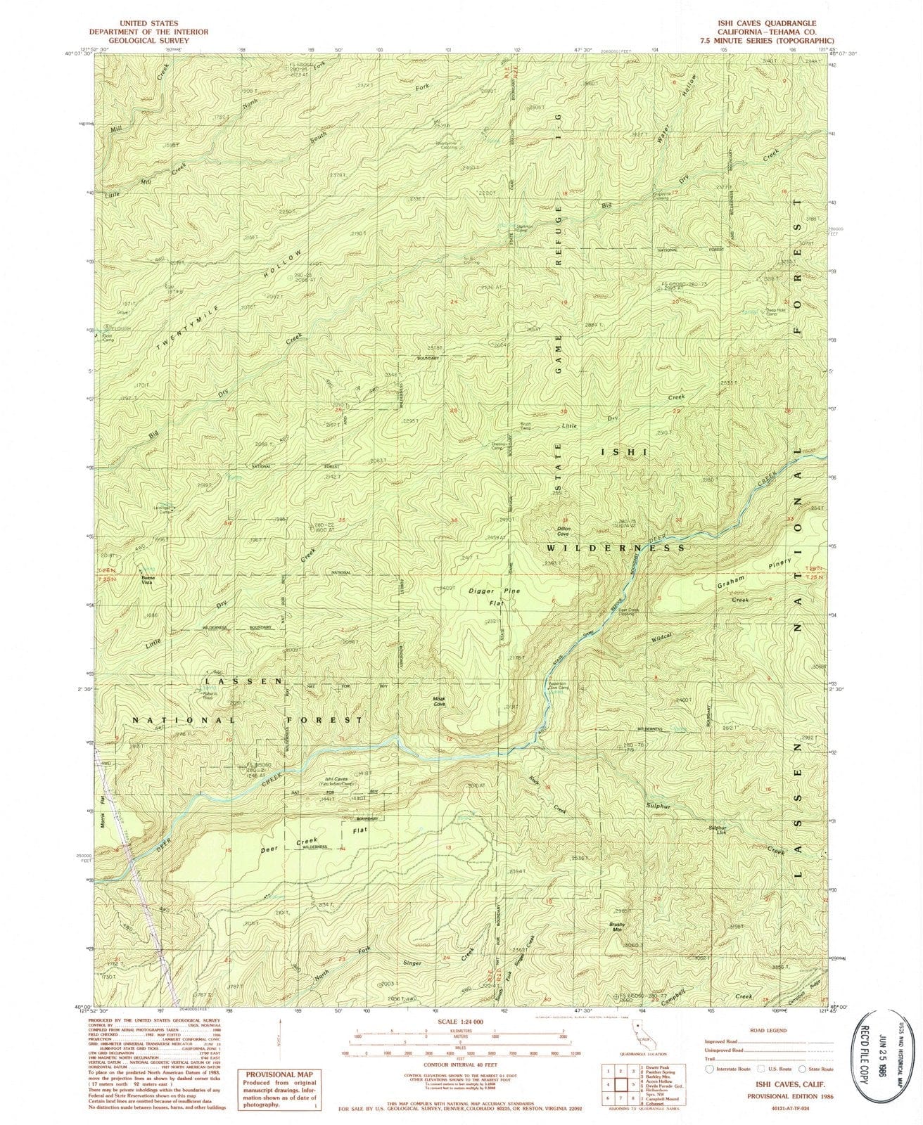 1986 ISHI Caves, CA - California - USGS Topographic Map