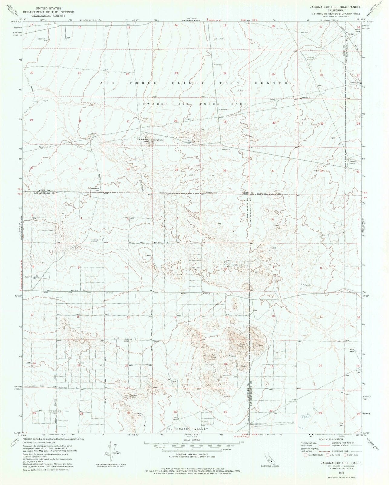 1973 Jackrabbit Hill, CA - California - USGS Topographic Map