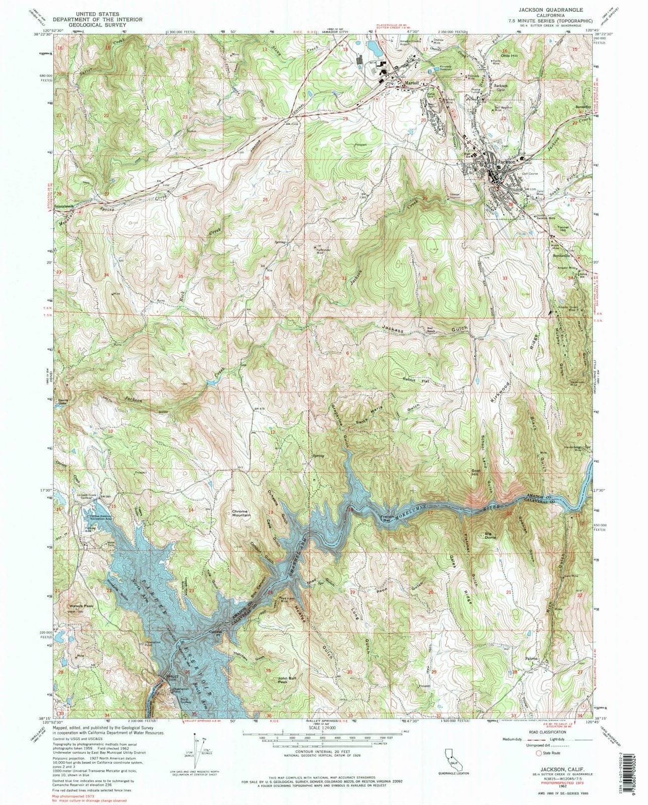 1962 Jackson, CA - California - USGS Topographic Map
