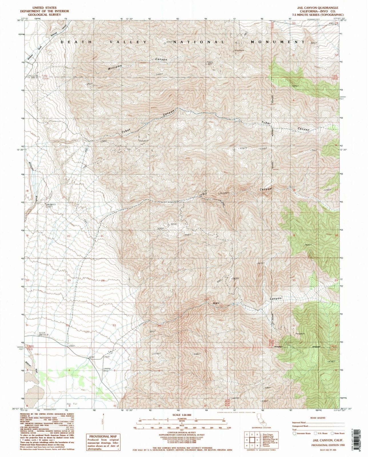 1988 Jail Canyon, CA - California - USGS Topographic Map