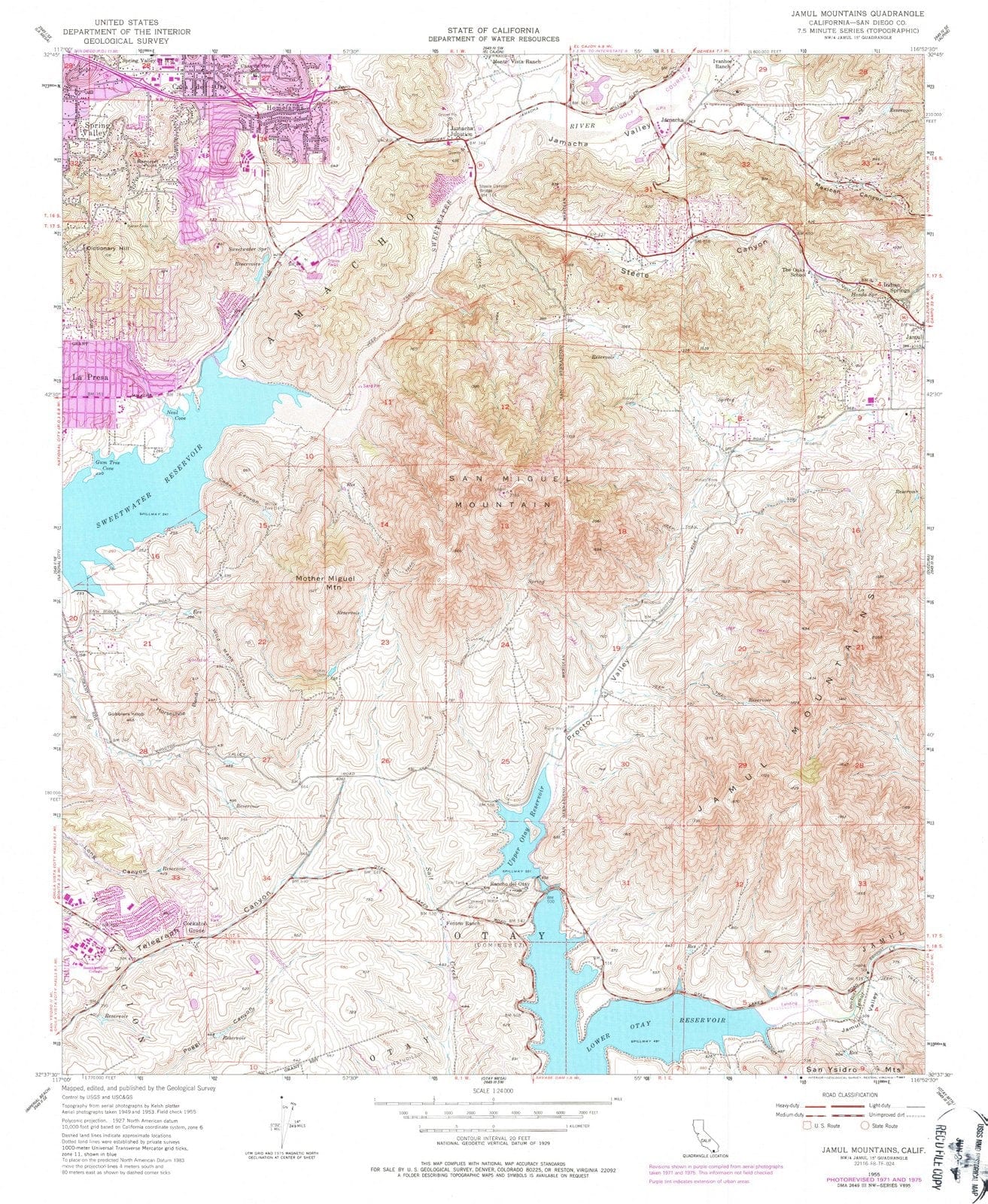 1955 Jamul Mountains, CA - California - USGS Topographic Map