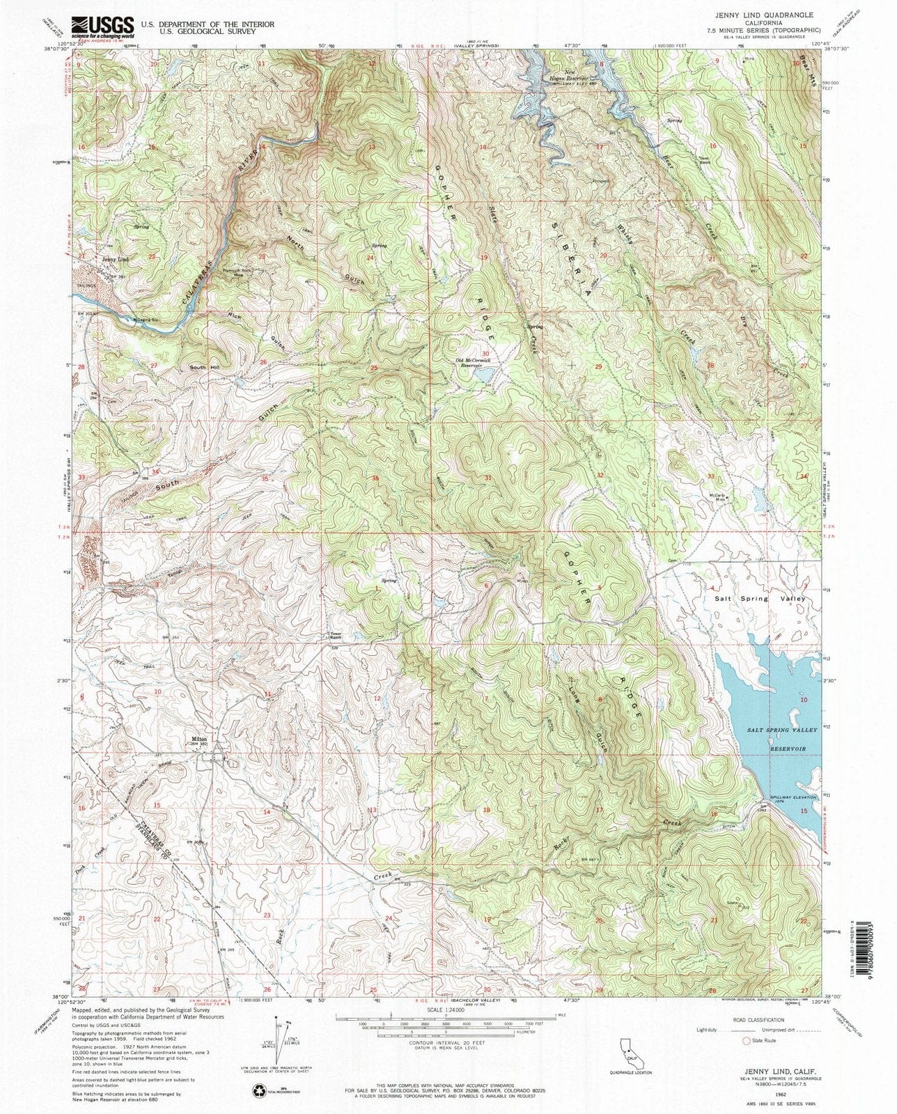 1962 Jenny Lind, CA - California - USGS Topographic Map