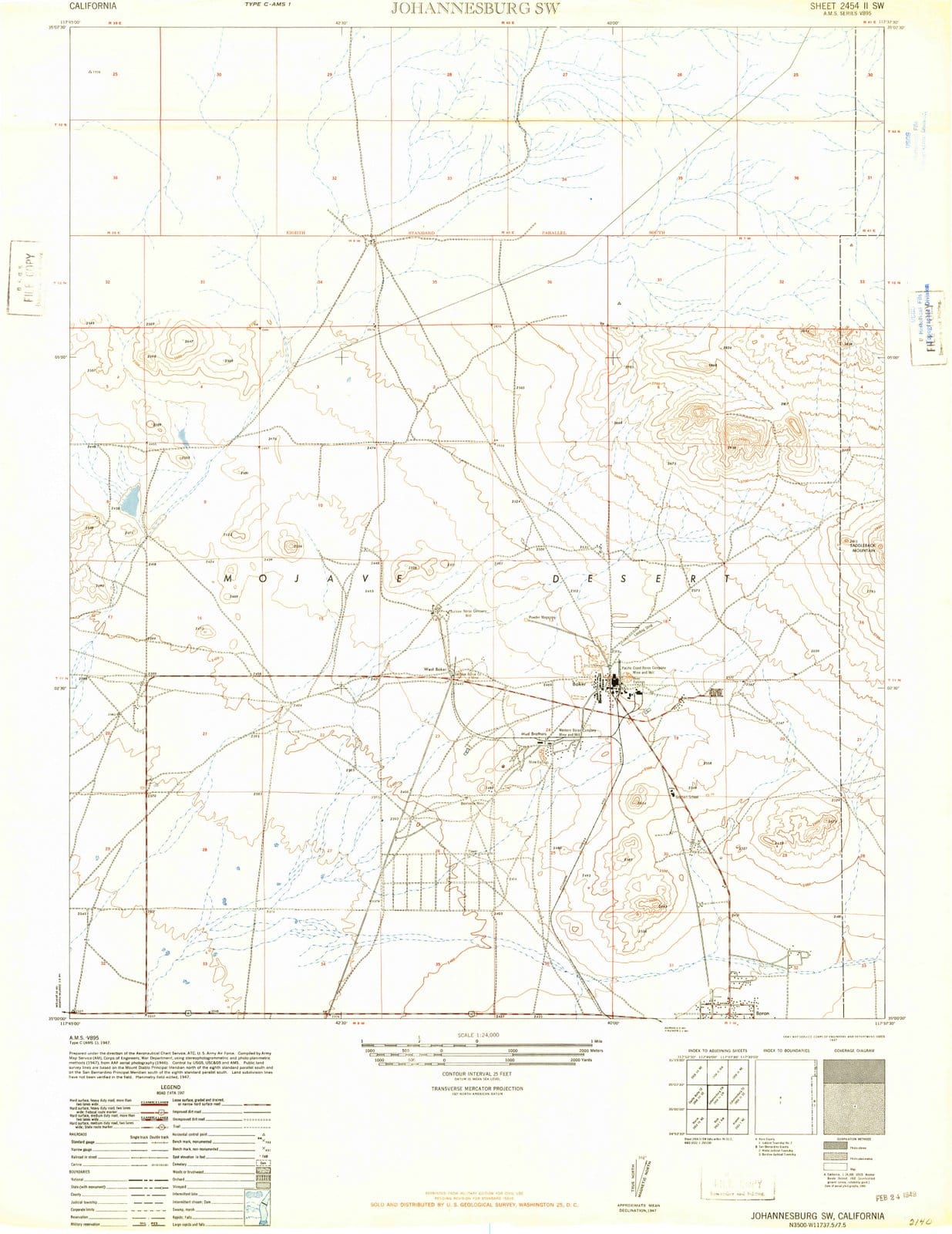 1947 Johannesburg, CA - California - USGS Topographic Map