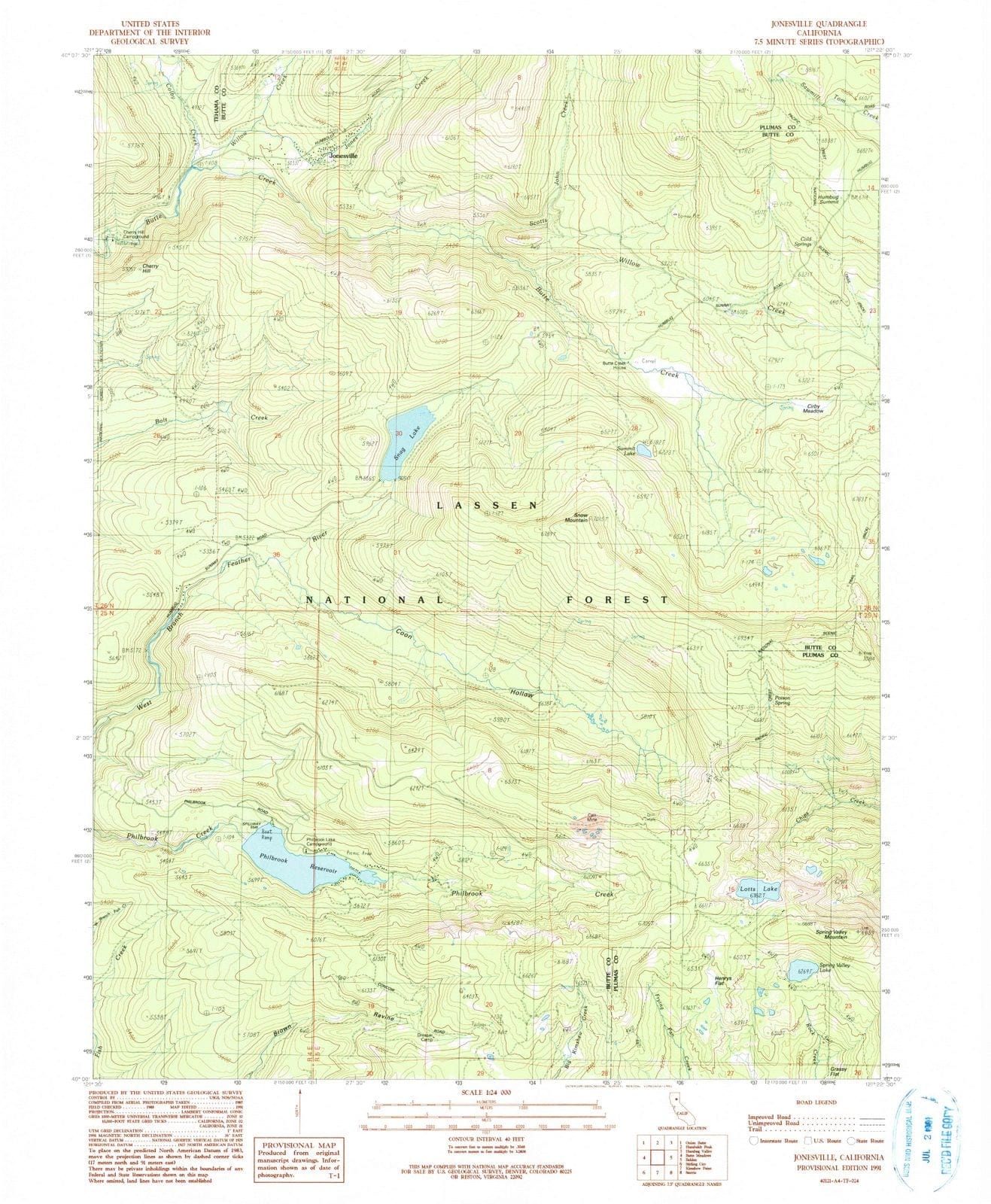 1991 Jonesville, CA - California - USGS Topographic Map