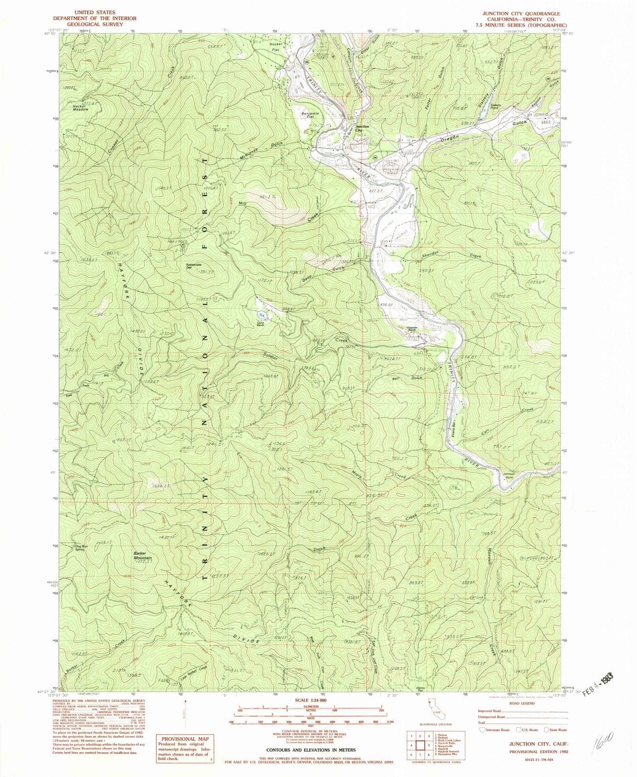 1982 Junction City, CA - California - USGS Topographic Map