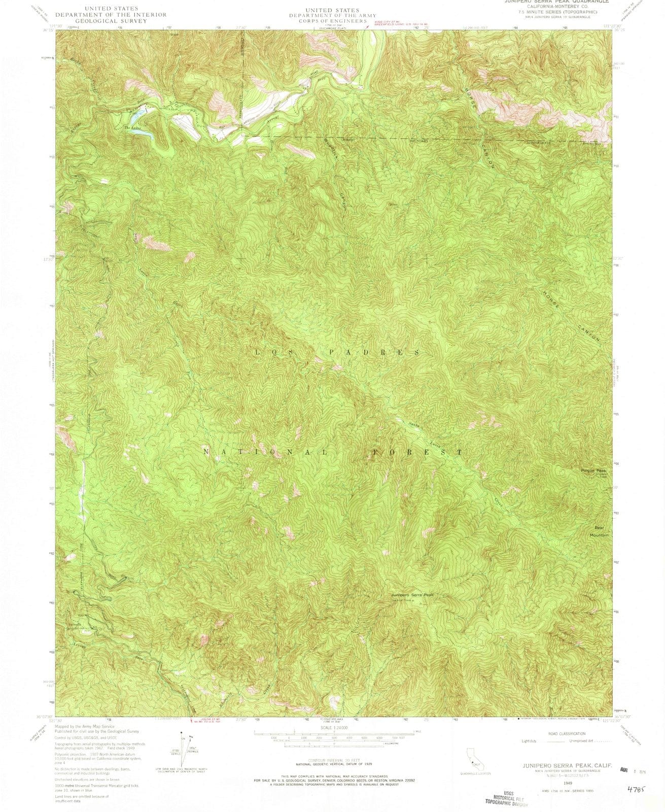 1949 Juniperorra Peak, CA - California - USGS Topographic Map