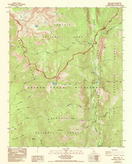 1988 Kern Lake, CA - California - USGS Topographic Map
