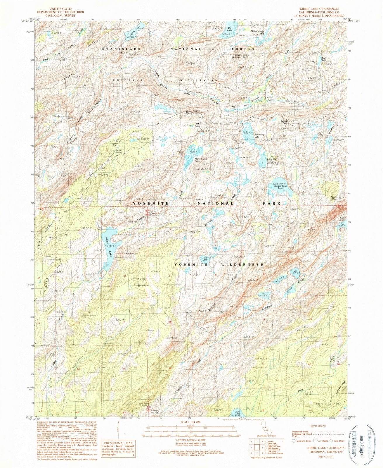 1990 Kibbie Lake, CA - California - USGS Topographic Map
