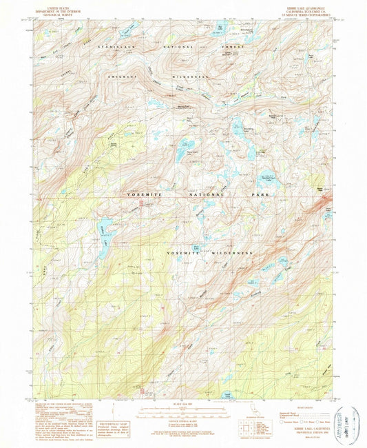 1990 Kibbie Lake, CA - California - USGS Topographic Map