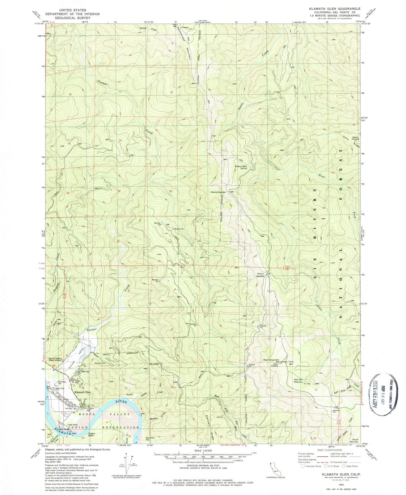 1982 Klamath Glen, CA - California - USGS Topographic Map