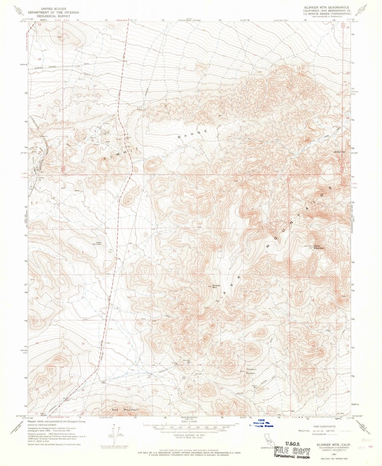 1967 Klinker Mountain, CA - California - USGS Topographic Map