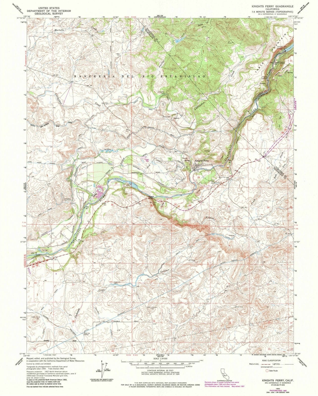 1962 Knights Ferry, CA - California - USGS Topographic Map
