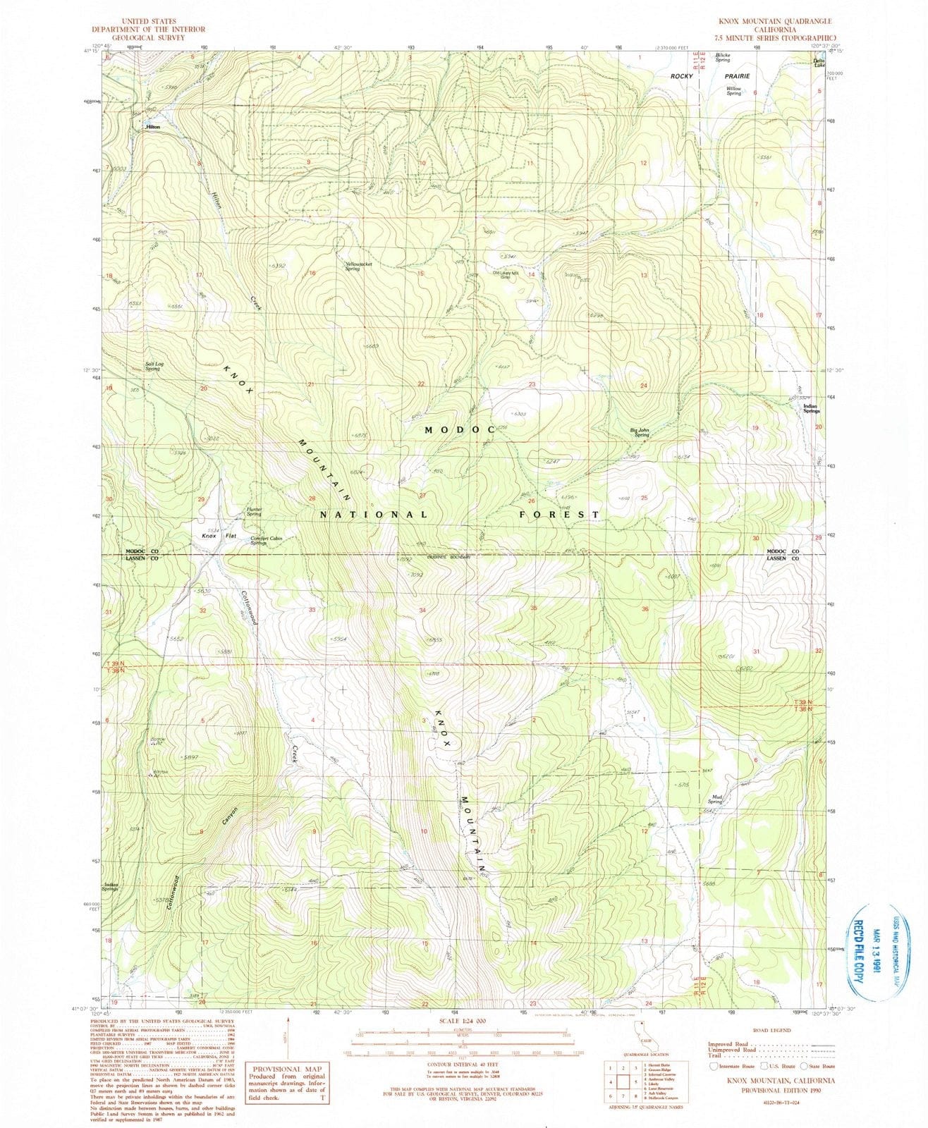 1990 Knox Mountain, CA - California - USGS Topographic Map