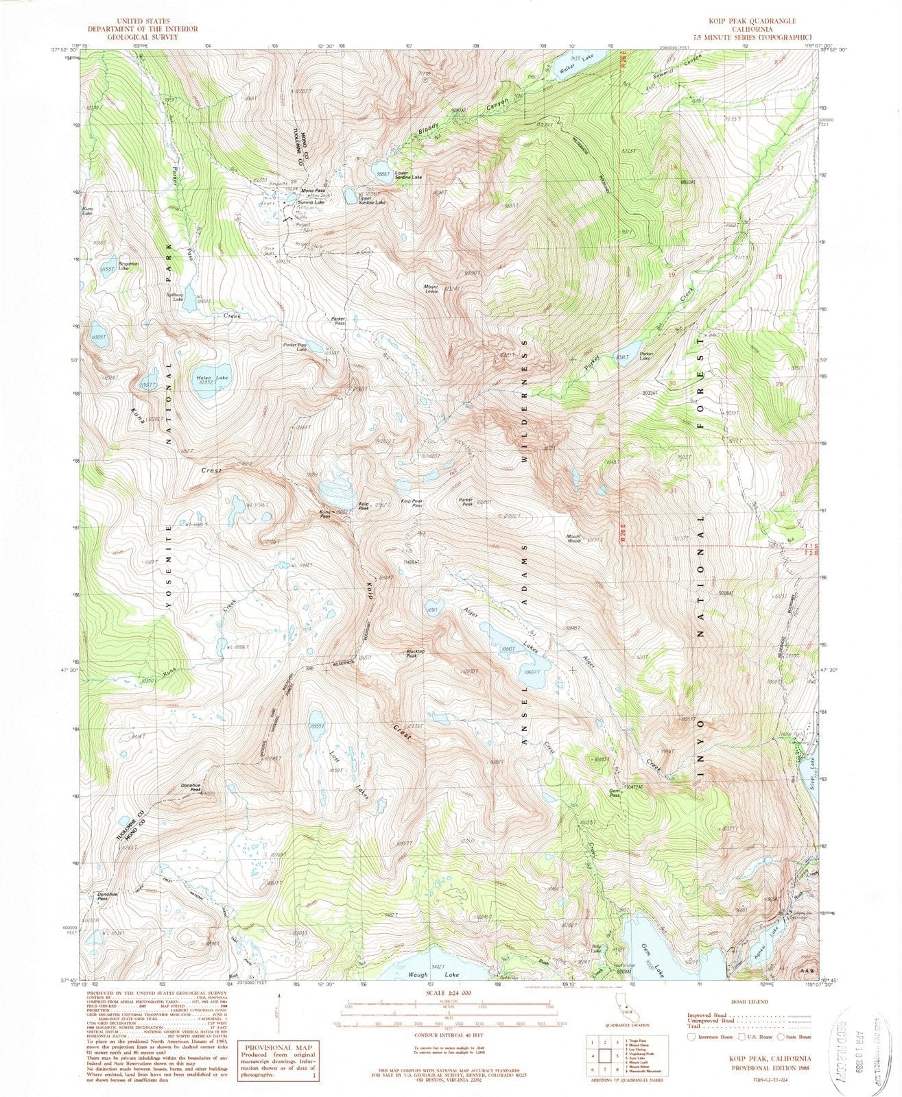 1988 Koip Peak, CA - California - USGS Topographic Map