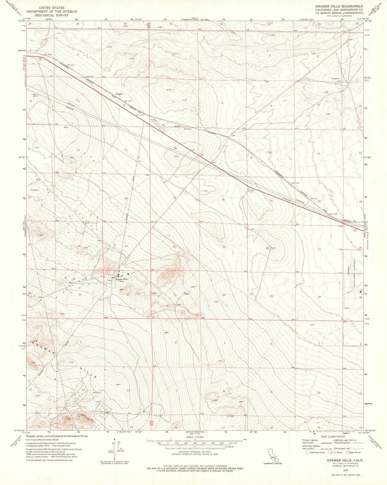 1973 Kramer Hills, CA - California - USGS Topographic Map