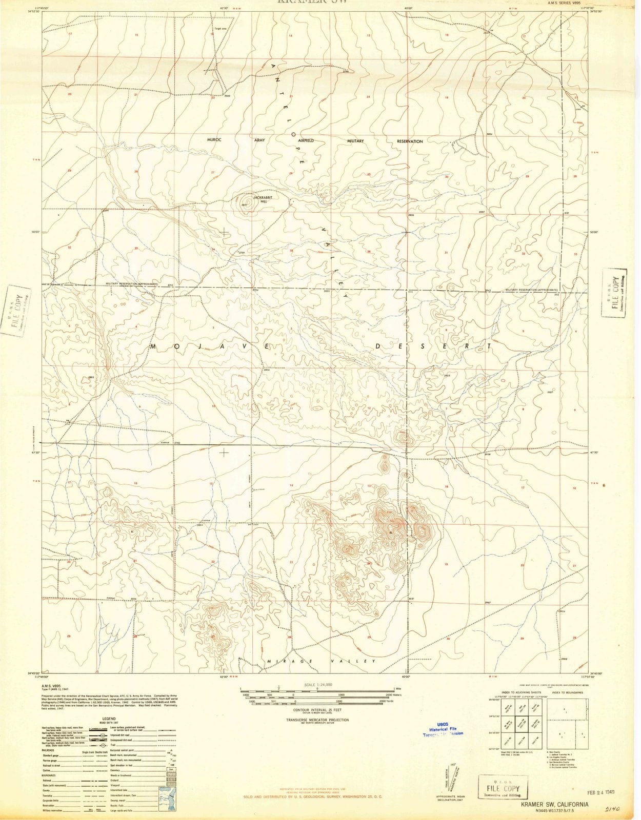 1947 Kramer, CA - California - USGS Topographic Map
