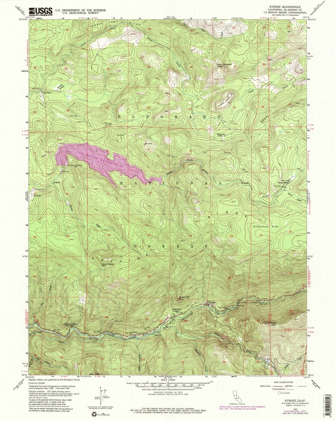 1952 Kyburz, CA - California - USGS Topographic Map