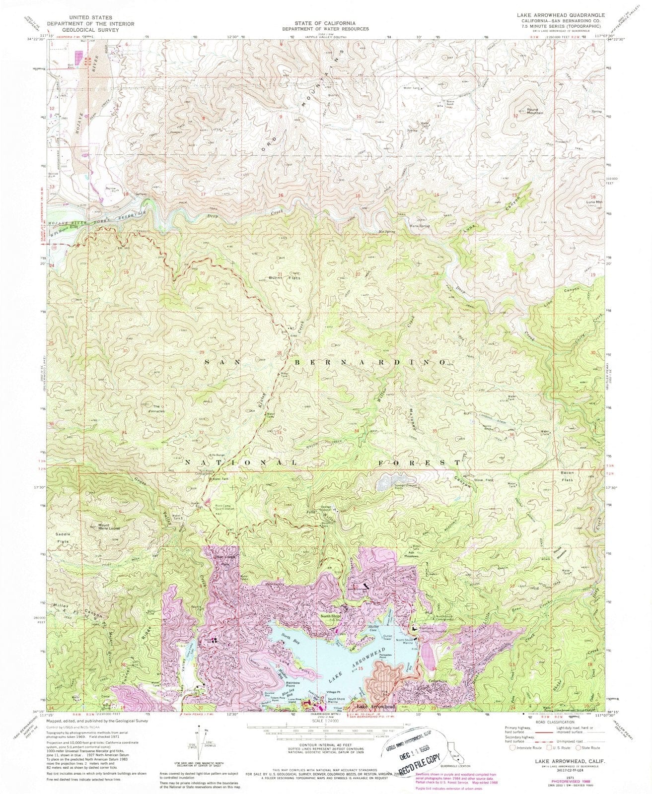 1971 Lake Arrowhead, CA - California - USGS Topographic Map