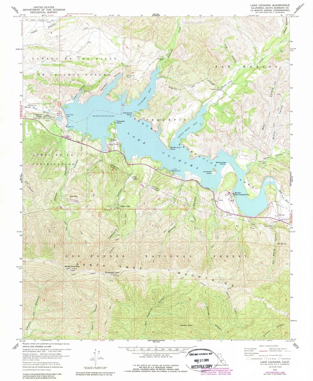 1959 Lake Cachuma, CA - California - USGS Topographic Map