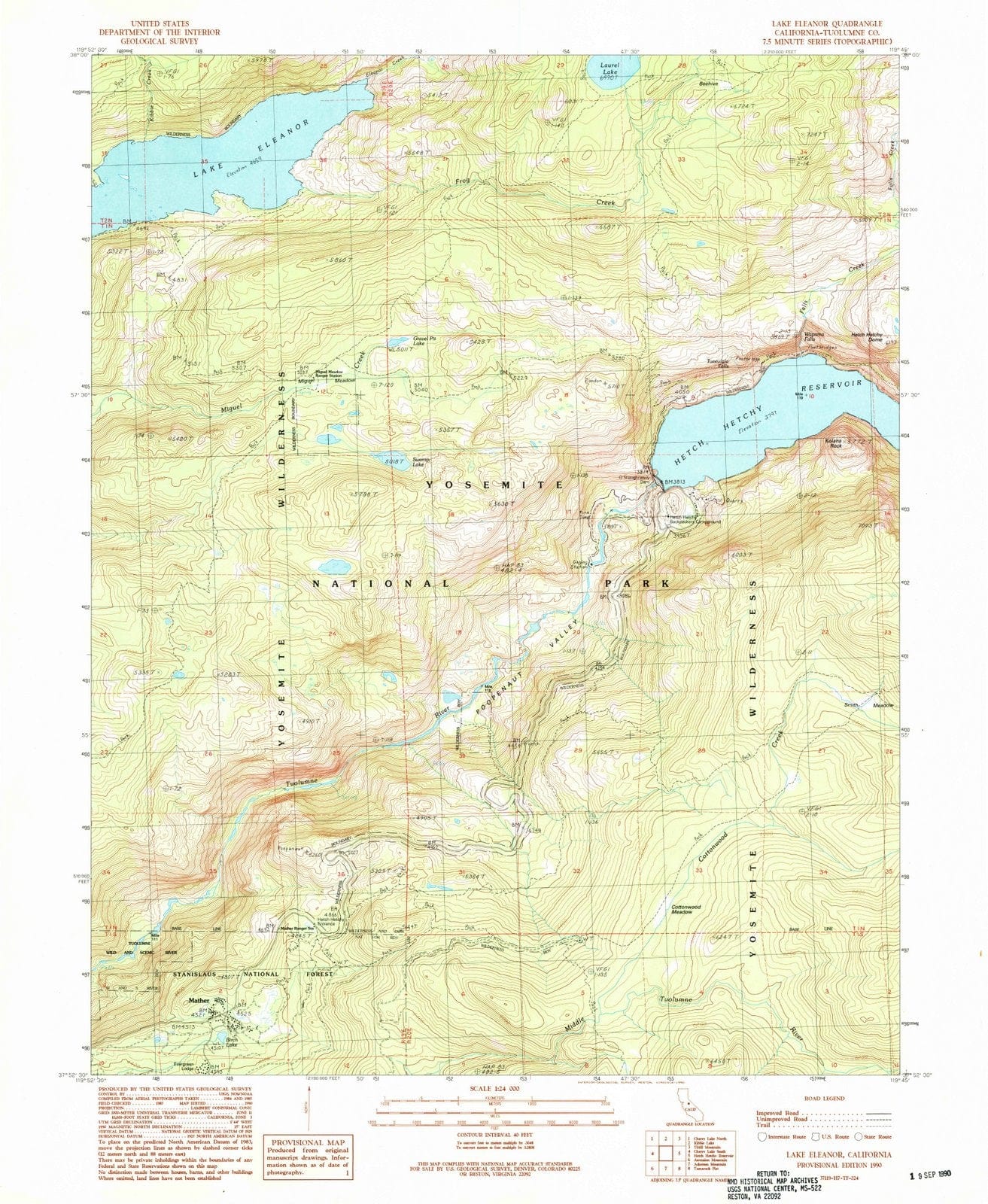 1990 Lake Eleanor, CA - California - USGS Topographic Map