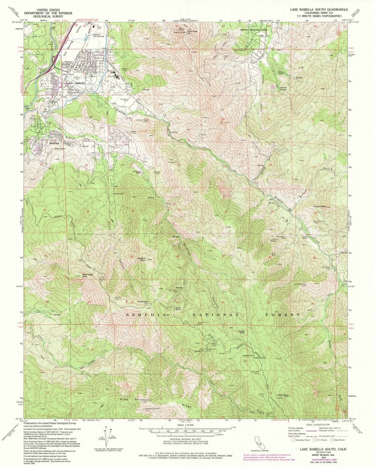 1972 Lake Isabella South, CA - California - USGS Topographic Map